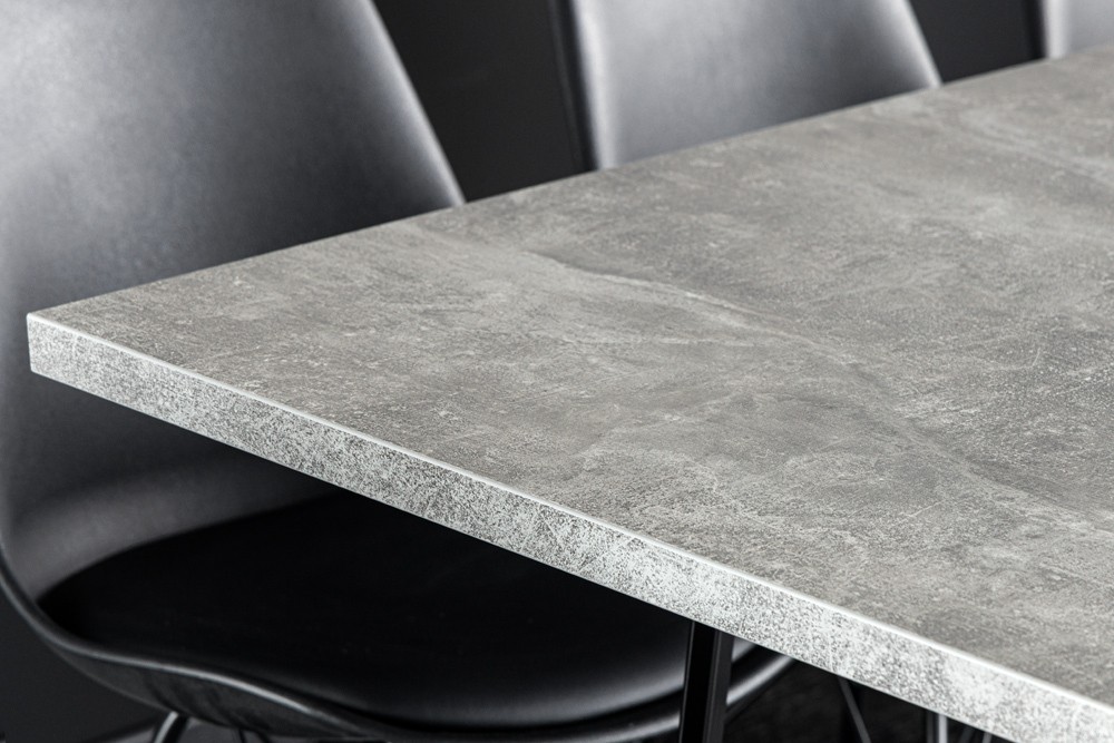 Esstisch LOFT - 160cm - grau schwarz - Betonoptik Metall - Kufengestell 6 Pers.