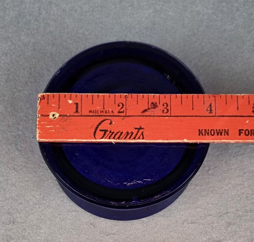 Vintage Cobalt Blue Glass Caswell-Massey No 1 Powder Jar Trinket Box Vanity Box - Picture 9 of 11