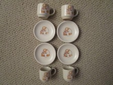 Set of 4 Holly Hobbie Teacups and Sauce  Not Marked Very Nice Chip Free
