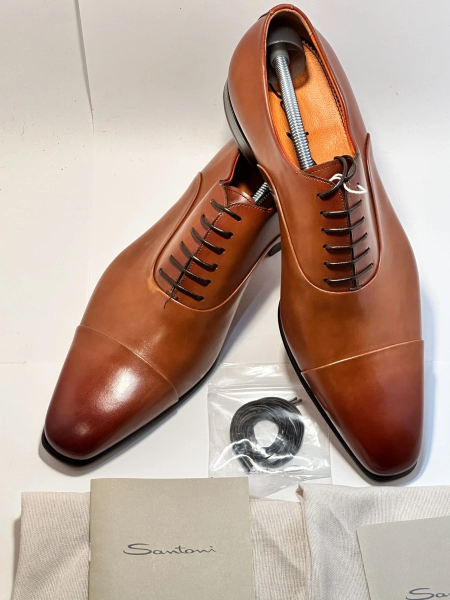 Santoni Shoes Mens 10 D Brown Leather Oxfords Preppy Brogue Quiet Luxury Santoni Shoes Mens 10 D Brown Leather Oxfords Preppy Brogue  main image 2