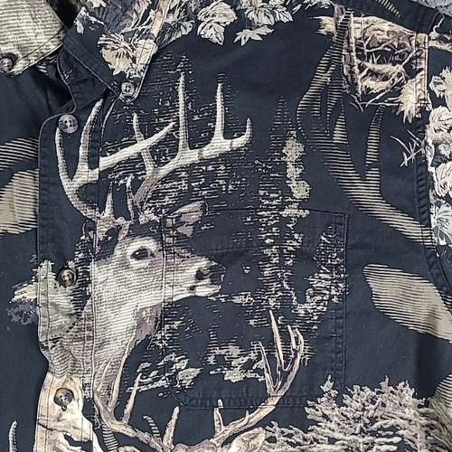 RedHead Shirt Men L Deer Graphic Camo Long Sleeve Button Hunting Trophy Buck - Picture 4 of 12