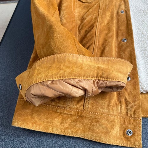 Levi's Suede Sherpa Lined 3rd Type Trucker Jacket Camel Brown Size M - Picture 18 of 24