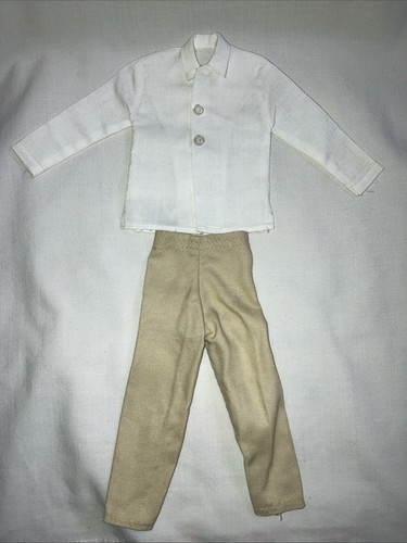 Vtg 60s Barbie Ken Clone White Button Up Shirt Khaki Slacks Pants Outfit 2 Piece