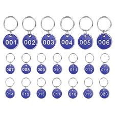 20PCS Number Tags 1-20, Number Key Tags Aluminum Numbered Tags, Blue