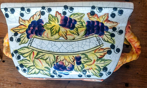 Ceramic, Footed, Hand Painted, Decorative, Container With Handles - Picture 1 of 7