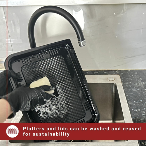 25xGroße Wiederverwendbare Serviertabletts mit Deckel Ideal für Catering Buffet Events Party - Bild 10 von 11