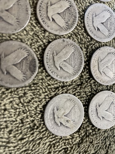 KONVOLUT 18 STEHENDE LIBERTY SILBER VIERTEL GETRAGEN 25C MÜNZEN - Bild 14 von 18