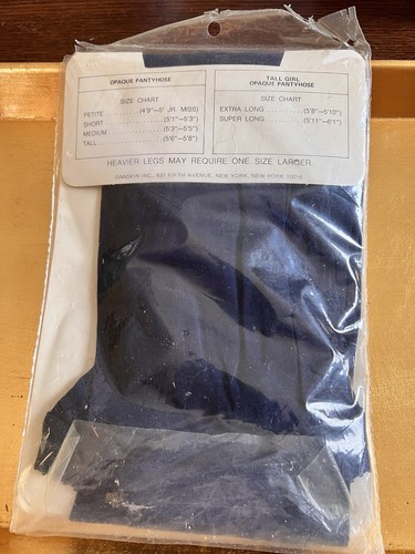 Pantimedias Opacas Vintage DANSKIN Estilo 26 Talla Alta Azul Marino Sin Costuras Nuevas de Lote Antiguo - Imagen 4 de 6