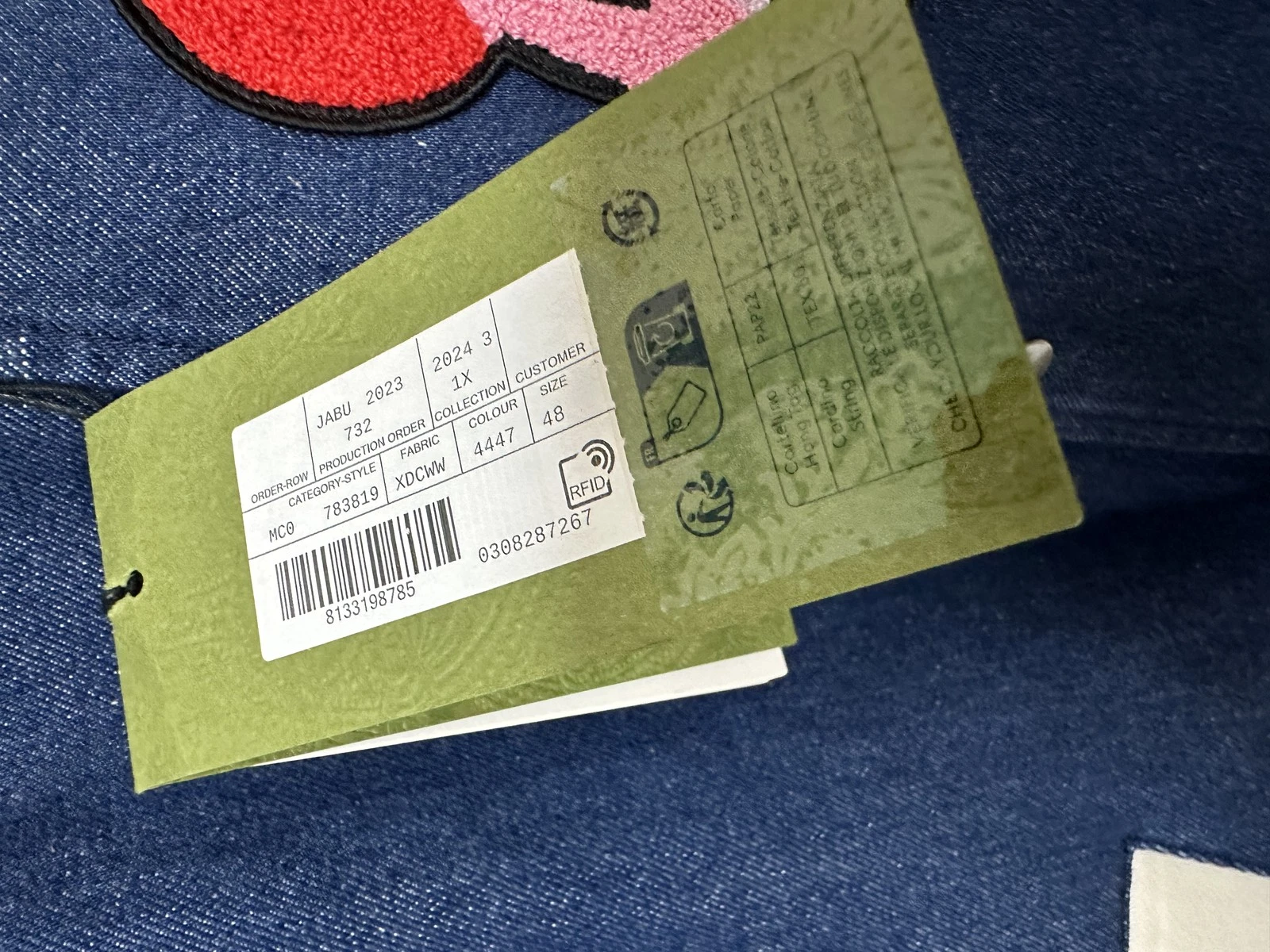 Giacca denim Gucci con toppa logo 105 116485275