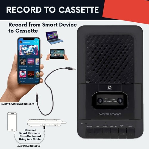 Portable Cassette Player Tape Recorder. Record to Cassettes via Mic or Black  - Picture 4 of 7