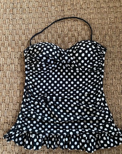 bleu rod beattie swimsuit tankini top 8 Black And White Polka Dot