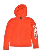 ADIDAS Womens Graphic Zip Hoodie Sweater UK 8/10 Small Red Cotton XX14