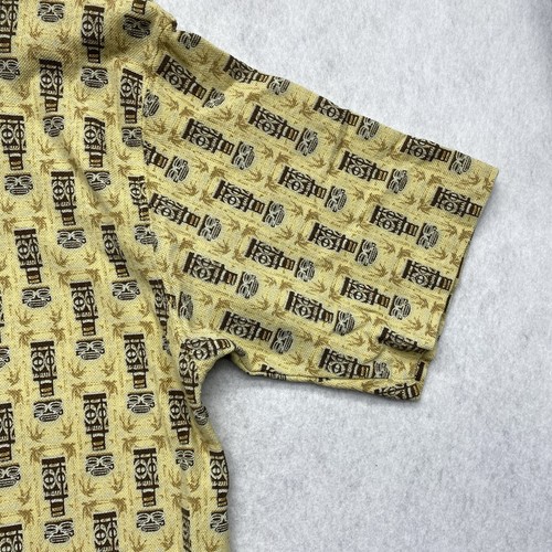 Vintage Arizona Jeans Polo Shirt Mens Medium Yellow Cotton Tiki Totem Hawaiian - Picture 4 of 16