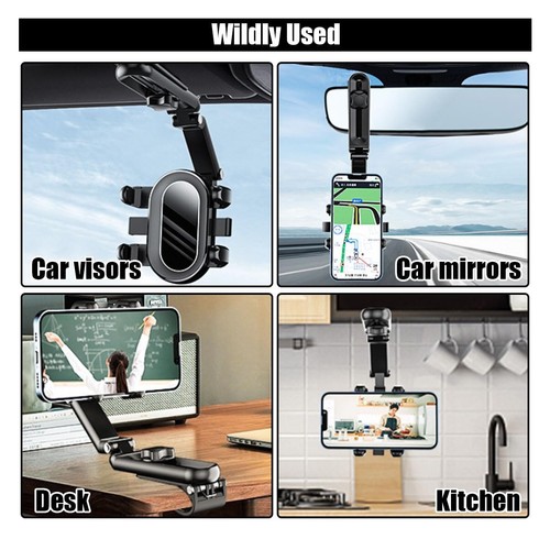 Sun Visor Car Phone Holder, Multifunctional Adjustable Rearview Mirror Cell P... - Photo 6 sur 6