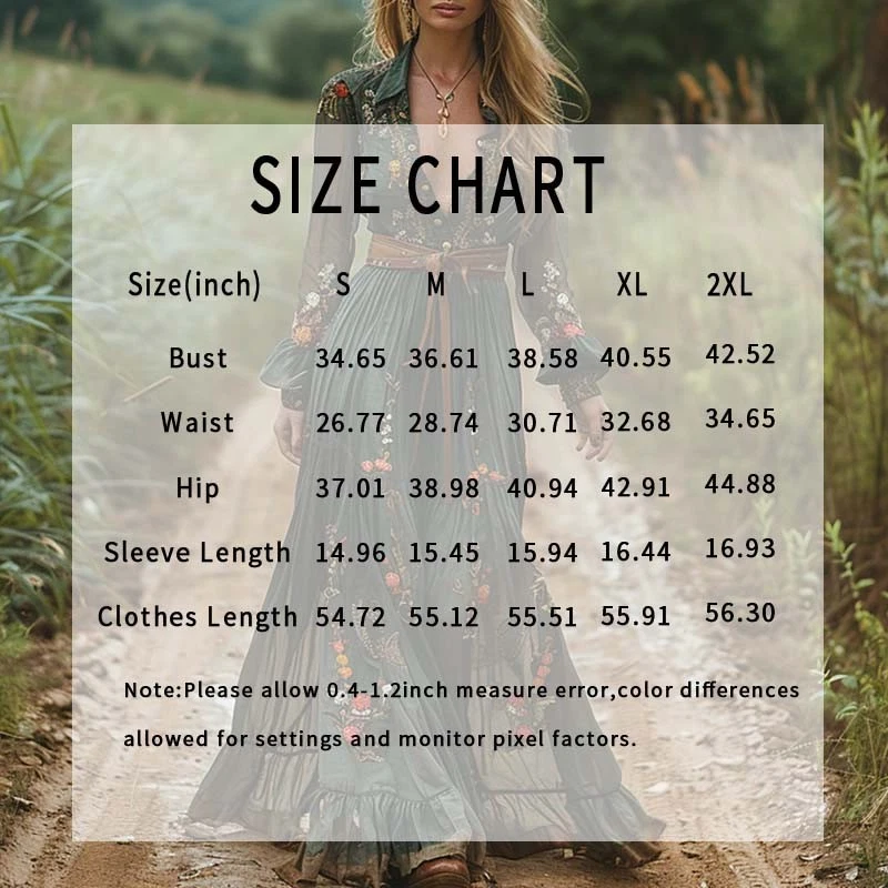 Vestido maxi moda outono feminino boêmio retrô estampa floral manga transparente longo  - Imagem 3 de 3