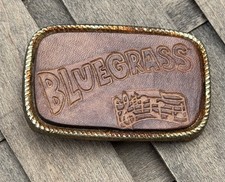 Vintage Bluegrass Belt Buckle Leather Metal Rustic Country Music