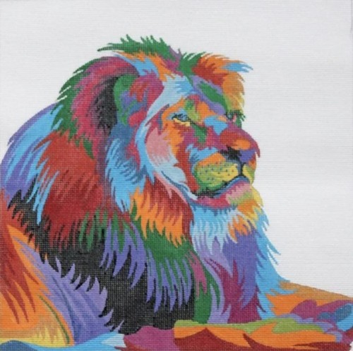 Needlepoint Handpainted PLD Designs Lion 10x10 - Picture 2 of 4