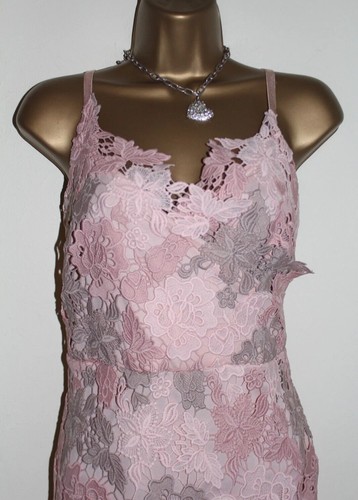 Jessica Wright Pink Multi Floral Crochet Bodycon Dress 12 Party Wedding Summer - Picture 16 of 20