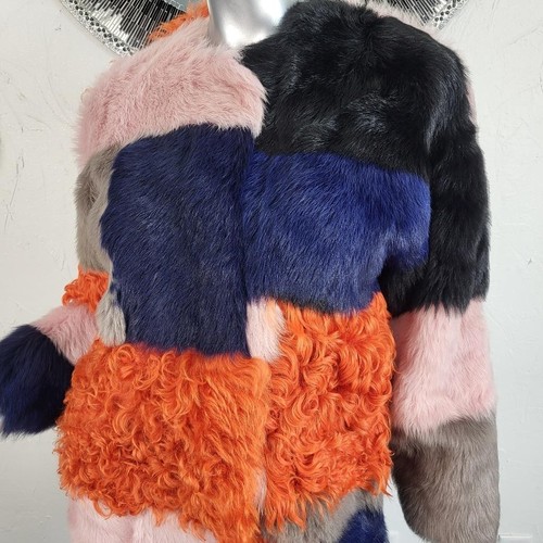 NWT~$990~TOPSHOP~S/M~ORANGE GENUINE SHEEPSKIN FUR REAL MONGOLIAN LAMBSKIN COAT - Picture 7 of 24