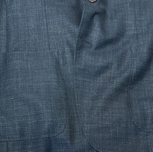 *STUNNING* CANALI KEI ITALY 38 TEAL/AQUA WOOL SILK LINEN BLAZER - Picture 6 of 8