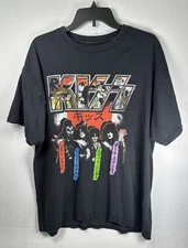 Brisco Brands Japanese KISS Rock Band T-Shirt Black Multicolor Adult LARGE L