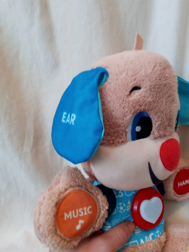Smart Stages 蓝色衬衫毛绒狗 Fisher Price 笑学习互动玩具 — 第 3/4 张图片