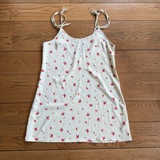 Butter Yellow Satin Ditsy Floral Slip Dress Mini Tie Med Y2K