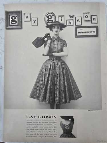 1952 Women's Gay Gibson dress John Frederics hat  vintage ad - Picture 1 of 1