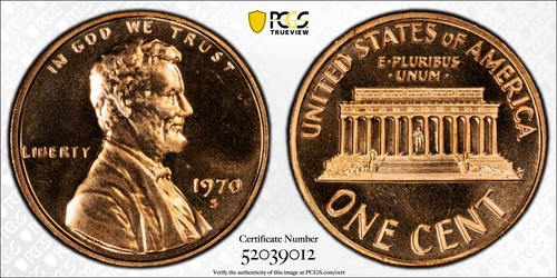 1970 S 1C Lincoln Memorial Cent PCGS PR 68 RD Small Date - Picture 2 of 4