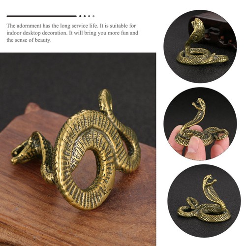Estatuilla de serpiente de latón adorno cobra retro estatua escultura hombre decoración vintage - Imagen 4 de 12
