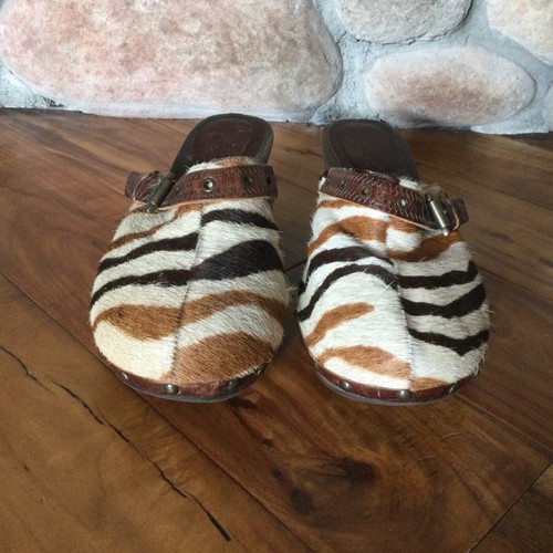 Matisse Sutter Zebramuster Kalbshaar Holzabsatz Clog Pantolette Größe 9 - Bild 2 von 7