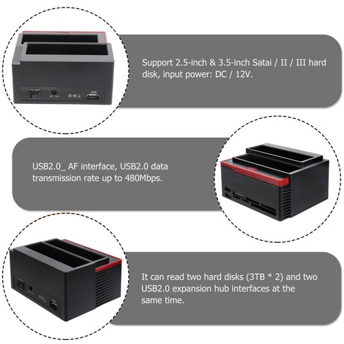 Contenitore Per HDD Docking Station Disco Rigido Base Due Posizioni - Photo 9/12