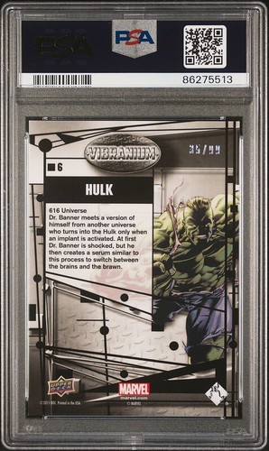 HULK 2015 UD Marvel Vibranium #6 VERFEINERT parallel 35/99 - LOW POP - NEUWERTIG PSA 9 - Bild 2 von 2