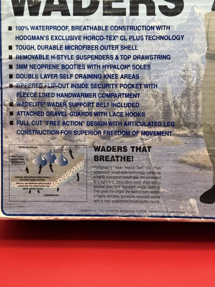 NEW Hodgman Chest Waders Mens Large Stretch Lite Breathable Belt Stocking Feet - Image 2 of 4