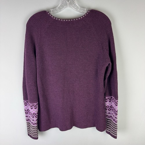 Krimson Klover Sweater Size Large Purple V-Neck Merino Silk Blend Knit - Picture 6 of 10