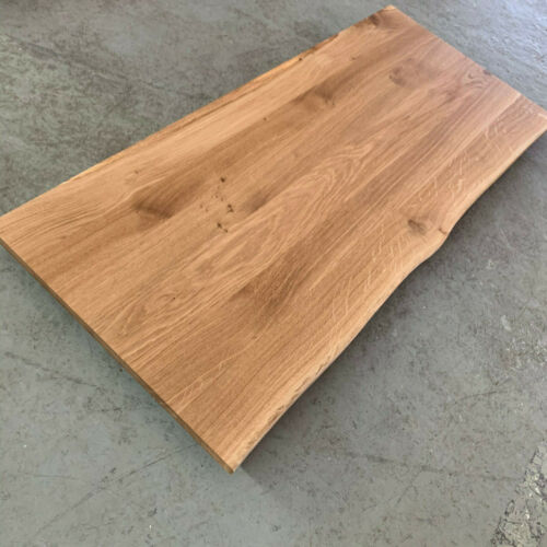 Mesa mesa placa de roble madera maciza ¡NUEVA mesa tabla de madera adhesiva con borde de árbol!  - Imagen 1 de 12