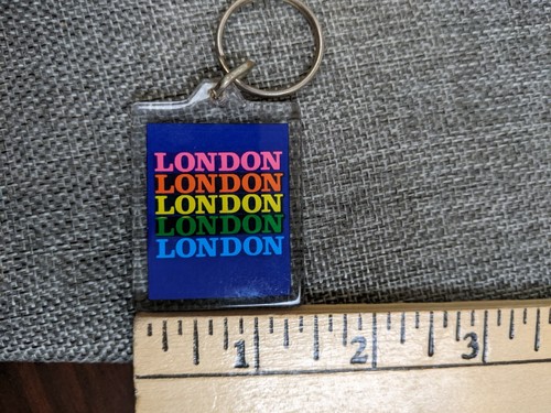Vintage London Square Acrylic 80's Neon Keychain Key Ring Fob NWOT - Picture 4 of 4