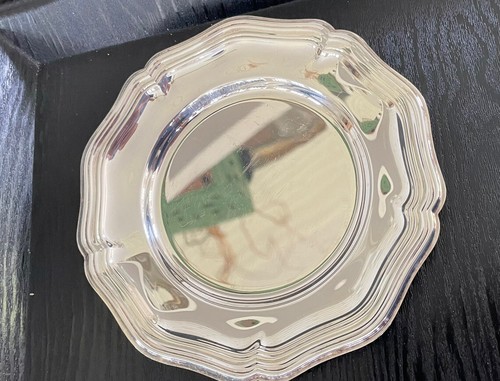 PIATTINO SOTTOBICCHIERE VINO ARGENTO STILE SHEFFIELD INGLESE QUEEN ANNE BAROCCO ELEGANTE! - Foto 2 di 5