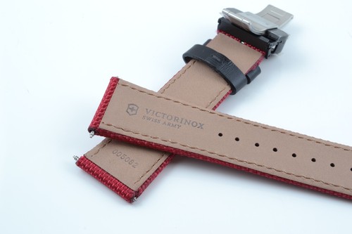 Victorinox Swiss Army Alpnach Mechanical Red/Black Leather Strap 24mm Nylon Band - Picture 4 of 6