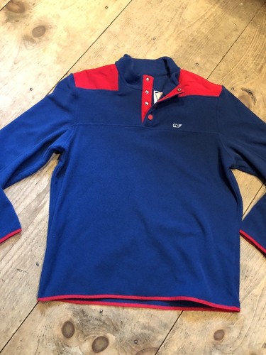 Pullover Vineyard Vines Para Hombre Polar A Presión Azul Bahía Profunda Rojo Talla S NUEVO $135 - Imagen 2 de 12