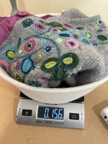 Talbots Women's Gray and Floral Cardigan Sweater SZ Small Button Up Purple Boho - Picture 11 of 11