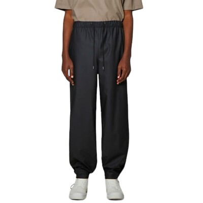 Rains Pants Mens XL Black Wide Leg Pockets Waterproof Adjustable Cuff