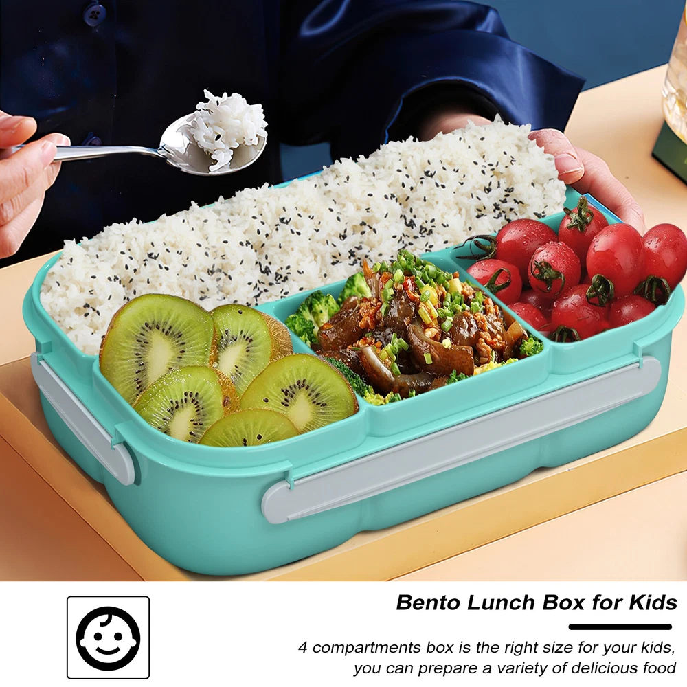 Bento Lunch Box for Kids Adults 4 Compartments Leak-proof Bento Box Microwave US