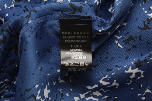 COP COPINE Tuvalu Shirt Women's (EU) 42 Long Sleeve Full Zip Patterned Blue - Picture 6 of 7