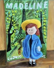 Madeline Doll Painting Hand Painted Stretched Canvas 16 X 20” Not A Print
