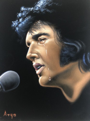 Elvis Presley The King Black Velvet Original Ölgemälde Handgemalt Signiert Kunst - Bild 1 von 4