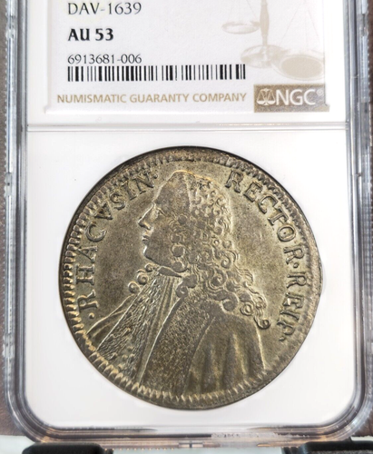1758 RAGUSA CROATIA SILVER 1 TALER NGC AU 53 GREAT LOOKING EXTREMELY RARE COIN - Picture 3 of 3