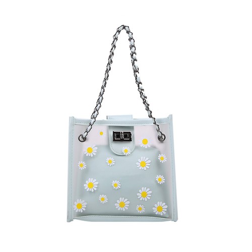 Transparent PVC Shoulder Bags Daisy Flower Jelly Tote Bag Clutch Pouch Travel... - Picture 13 of 17