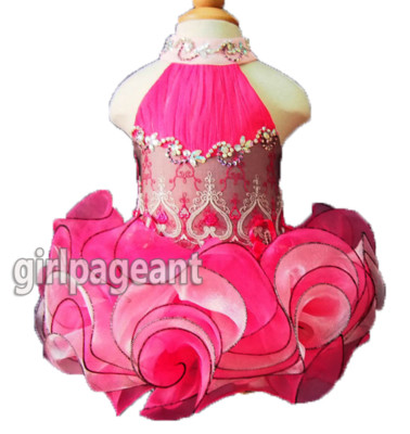 Infant//toddler//baby//Girl//kids Crystals Floral Bow Pageant Glitz Dress G009A