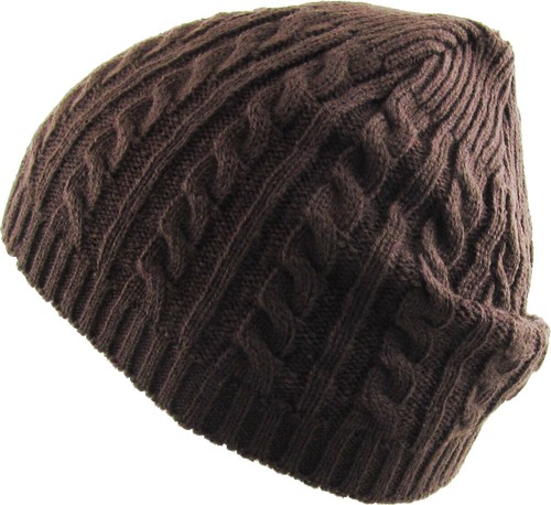 Gorro tejido con cable liso con puños de moda elástico sombrero de invierno gorra de esquí - Imagen 9 de 96